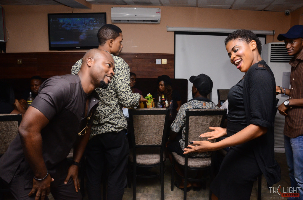 Dance off time at Twilight Theatre Fool's Day reception and Christmas 2016 party