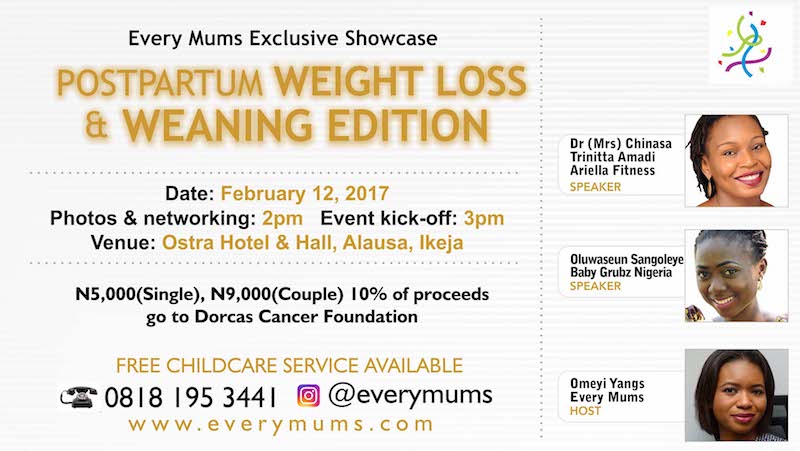 Every Mums Post-partum weight loss and weaning event