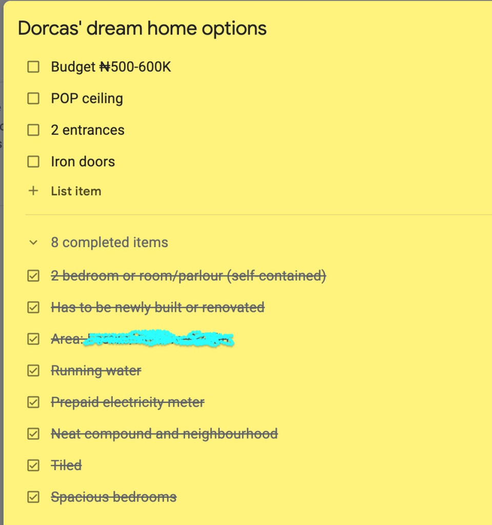 The Dorcas Checklist